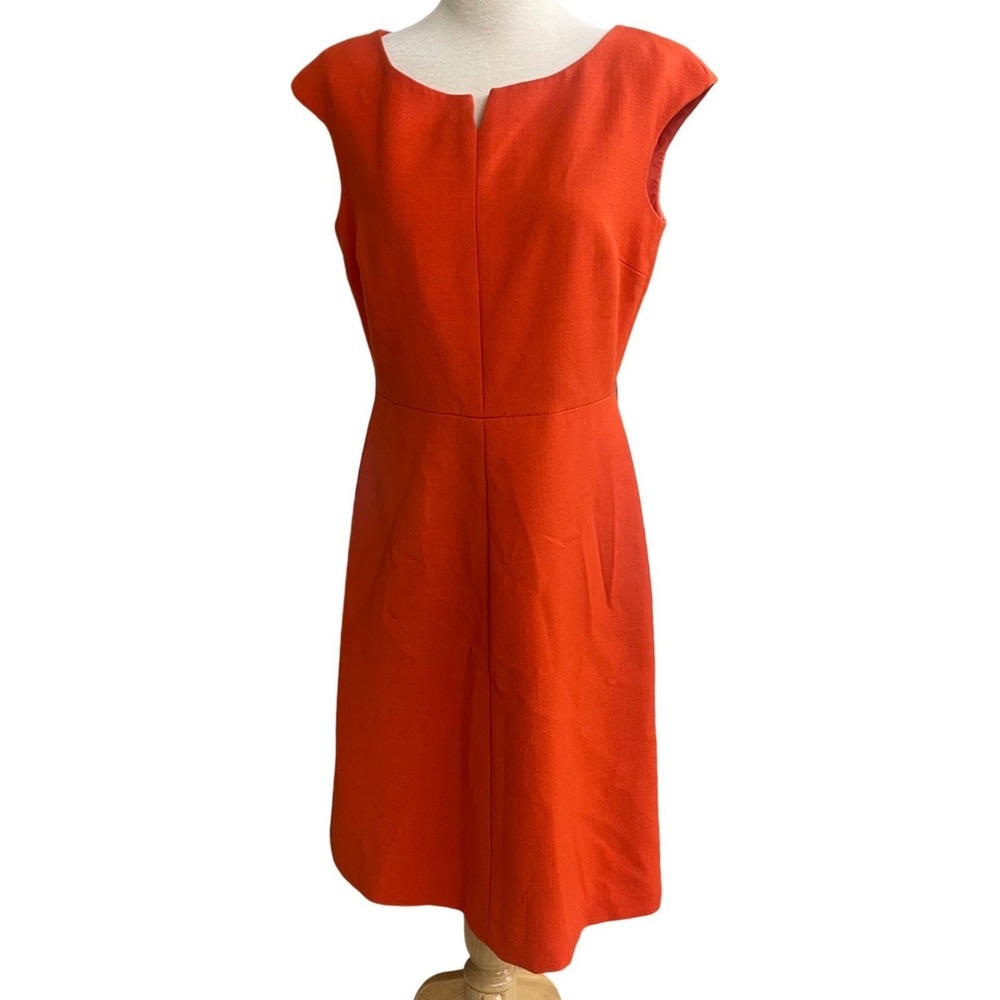 Tory Burch Orange Cap Sleeve Sheath Dress Size 6 Business Casual no belt- lined